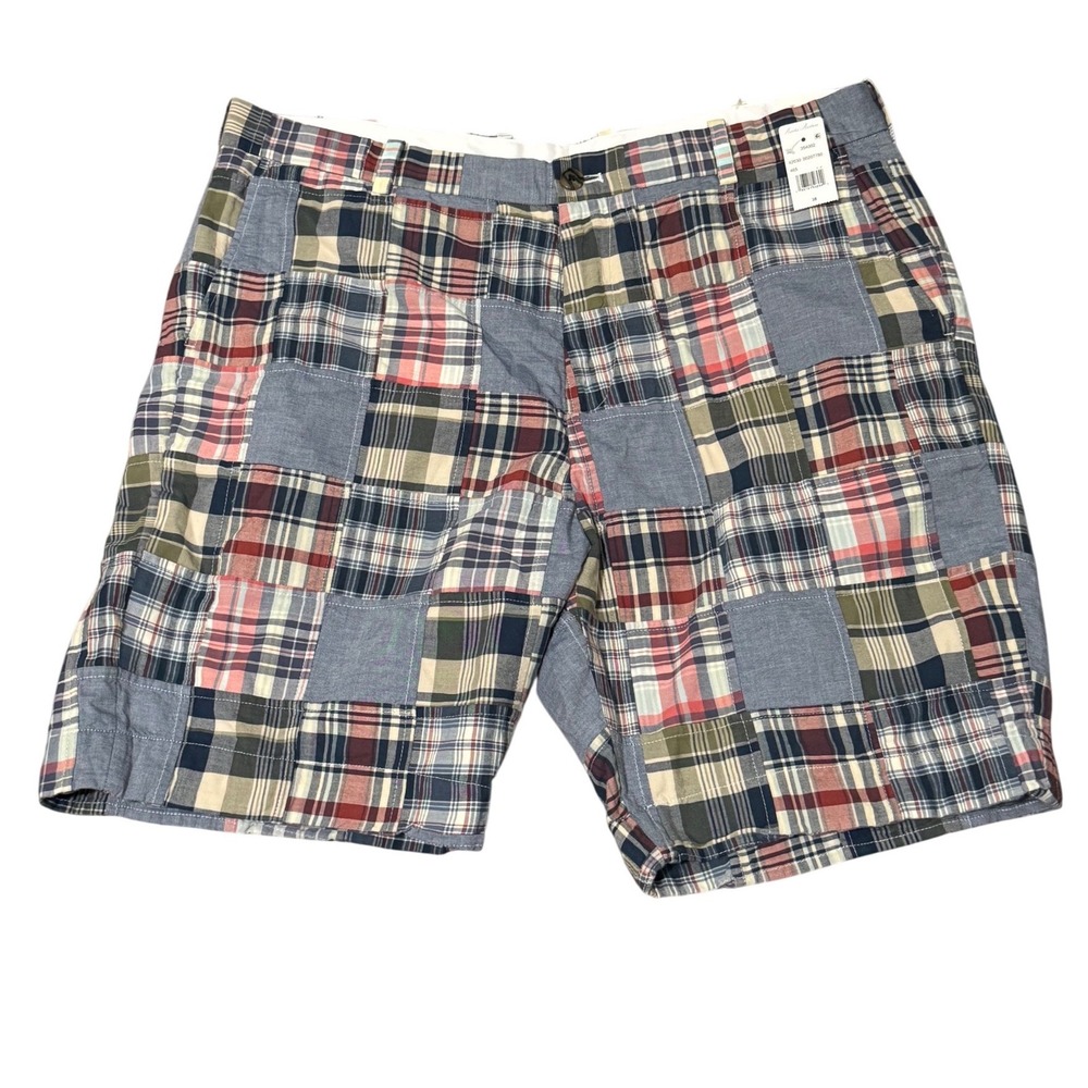 Brooks Brothers Mens Patchwork Madras Bermuda Shorts Multi Color Plaid 38 NEW